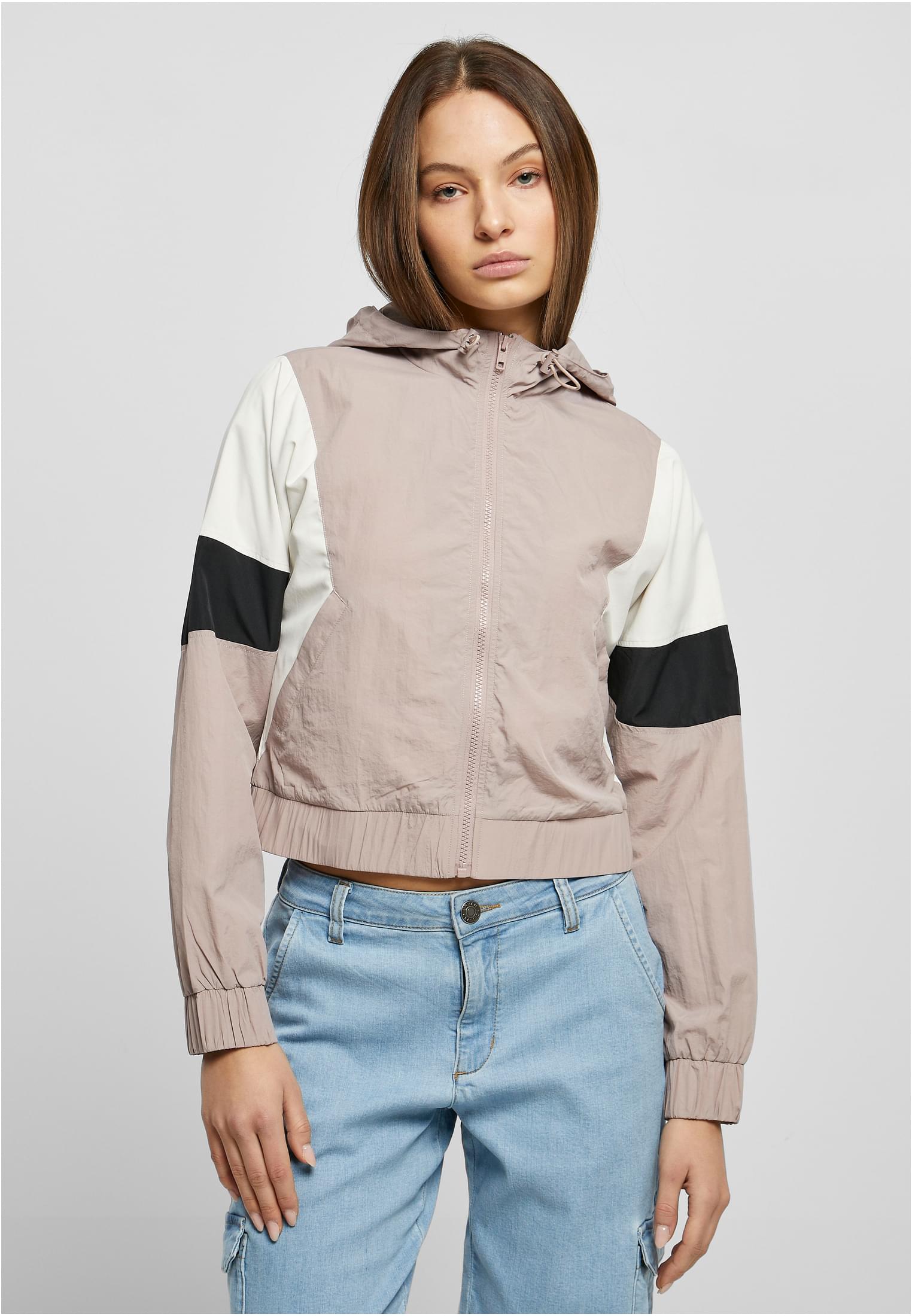 Urban Classics Ladies Short 3 Tone Crinkle Jacket Duskrose Urban Classics Ladies Short 3 Tone Crinkle Jacket Duskrose