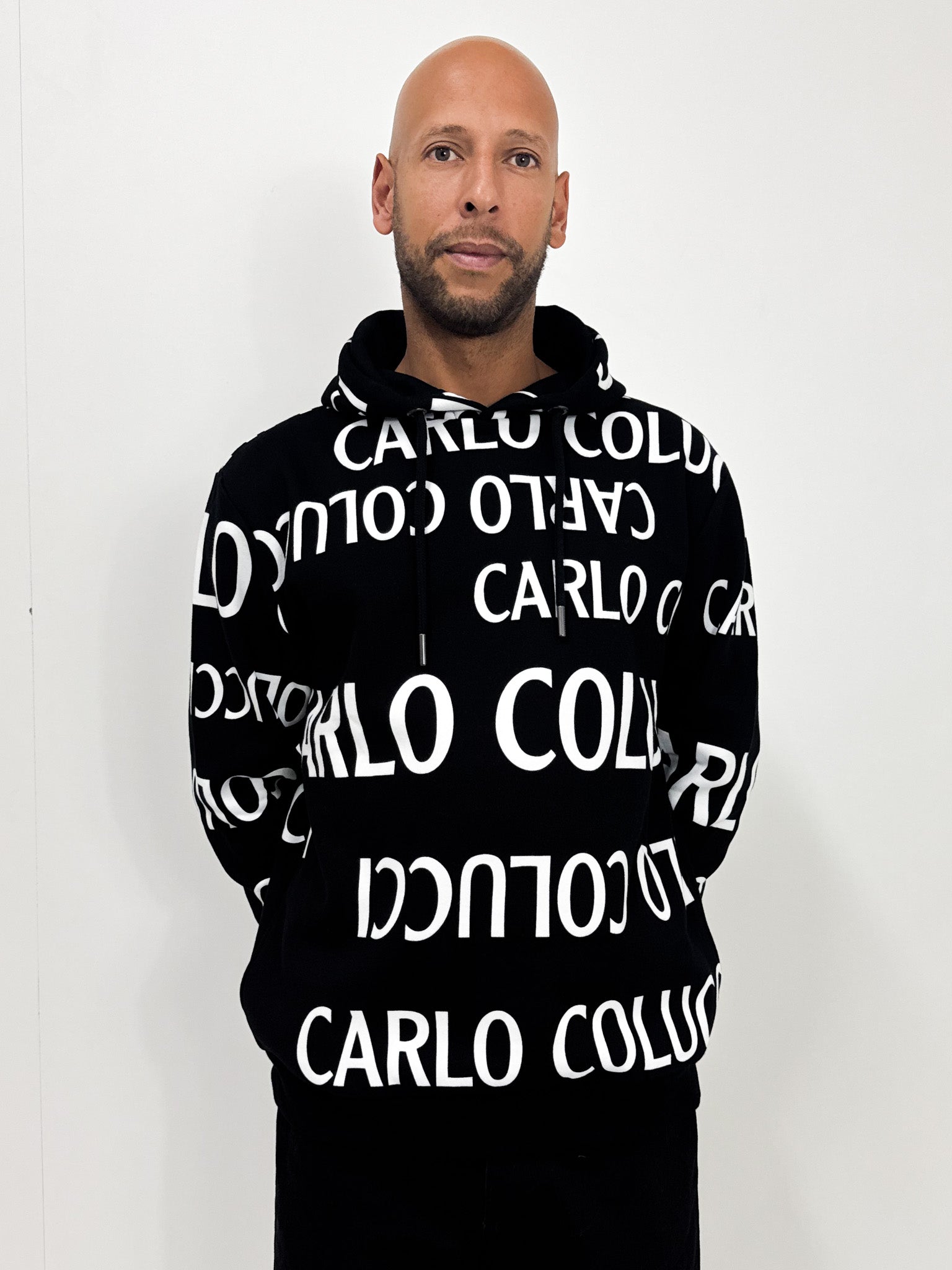 Carlo Colucci All Over Print Hoodie Black