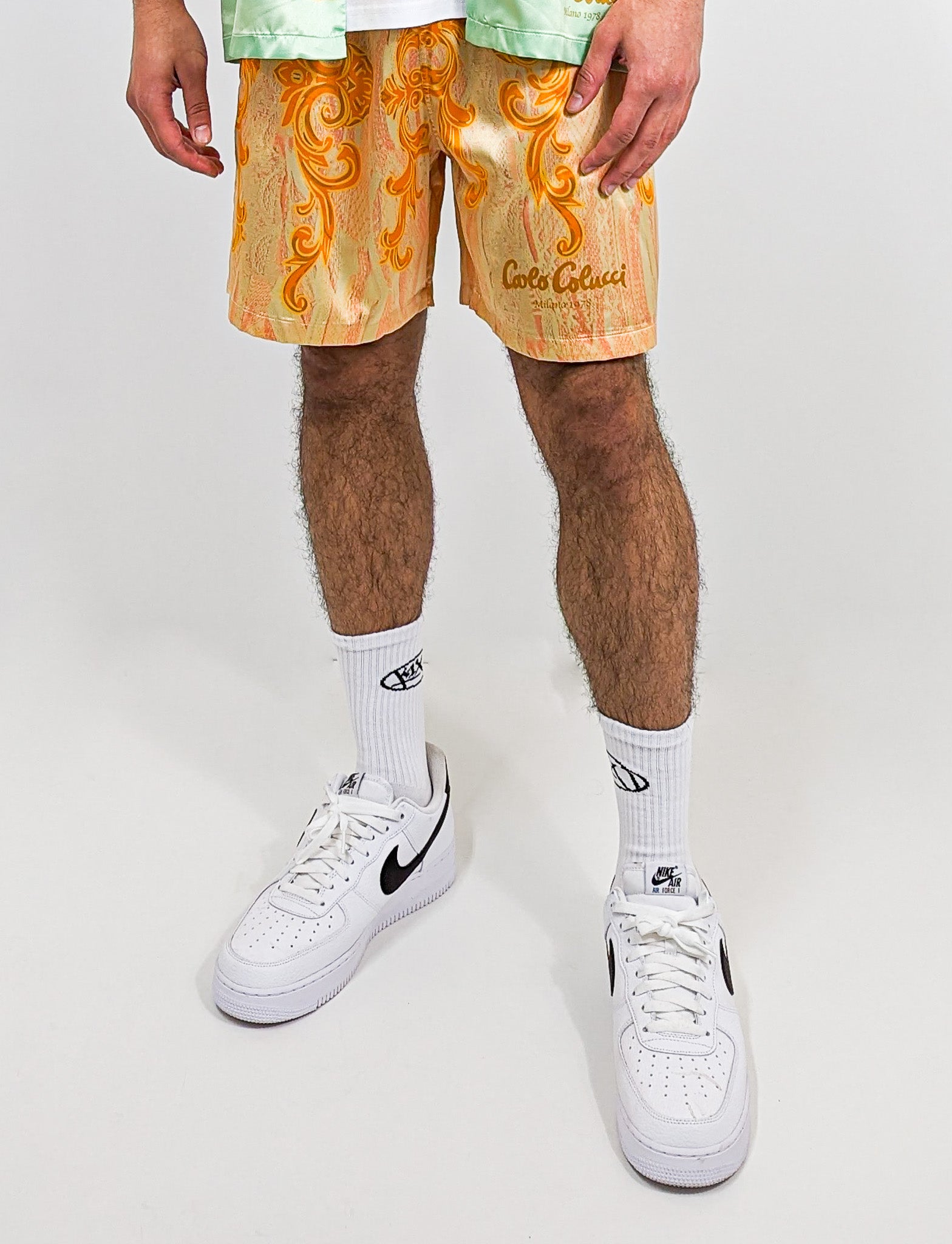 Carlo Colucci Ruffle Satin Optik Shorts Yellow