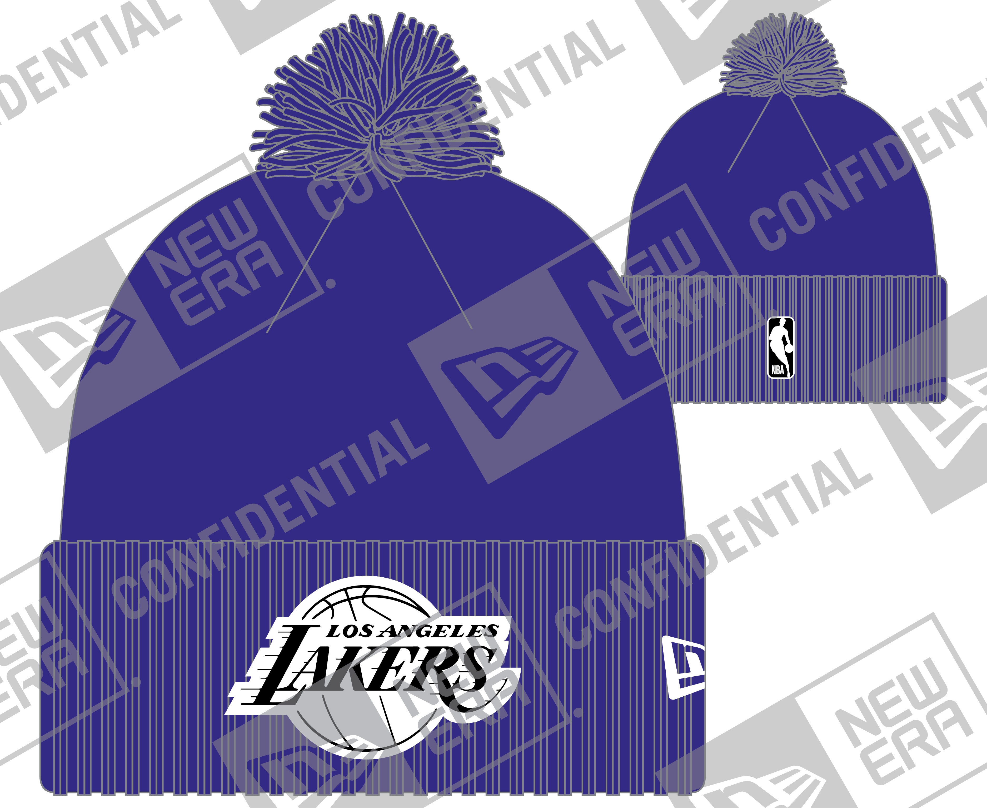 New Era NBA Lakers Pom Knit Beanie Purple