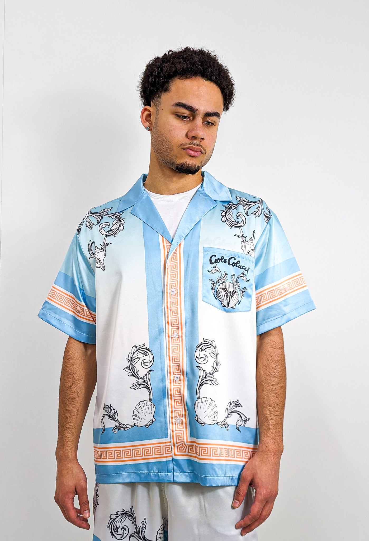 Carlo Colucci Gothik Satin Optik Shirt Blue