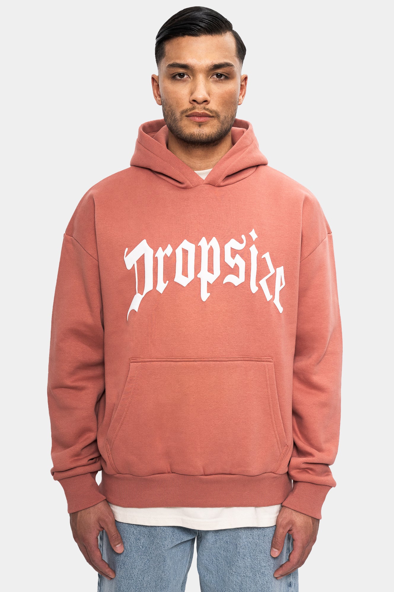 Dropsize Heavy Oversize Logo Design Hoodie Clay-reserve