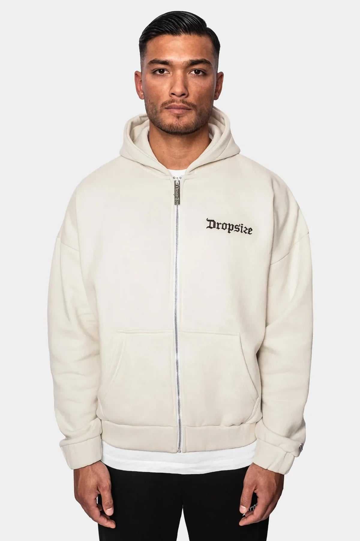 Dropsize Super Heavy Oversize Blank Zip Hoodie Coconut Milk