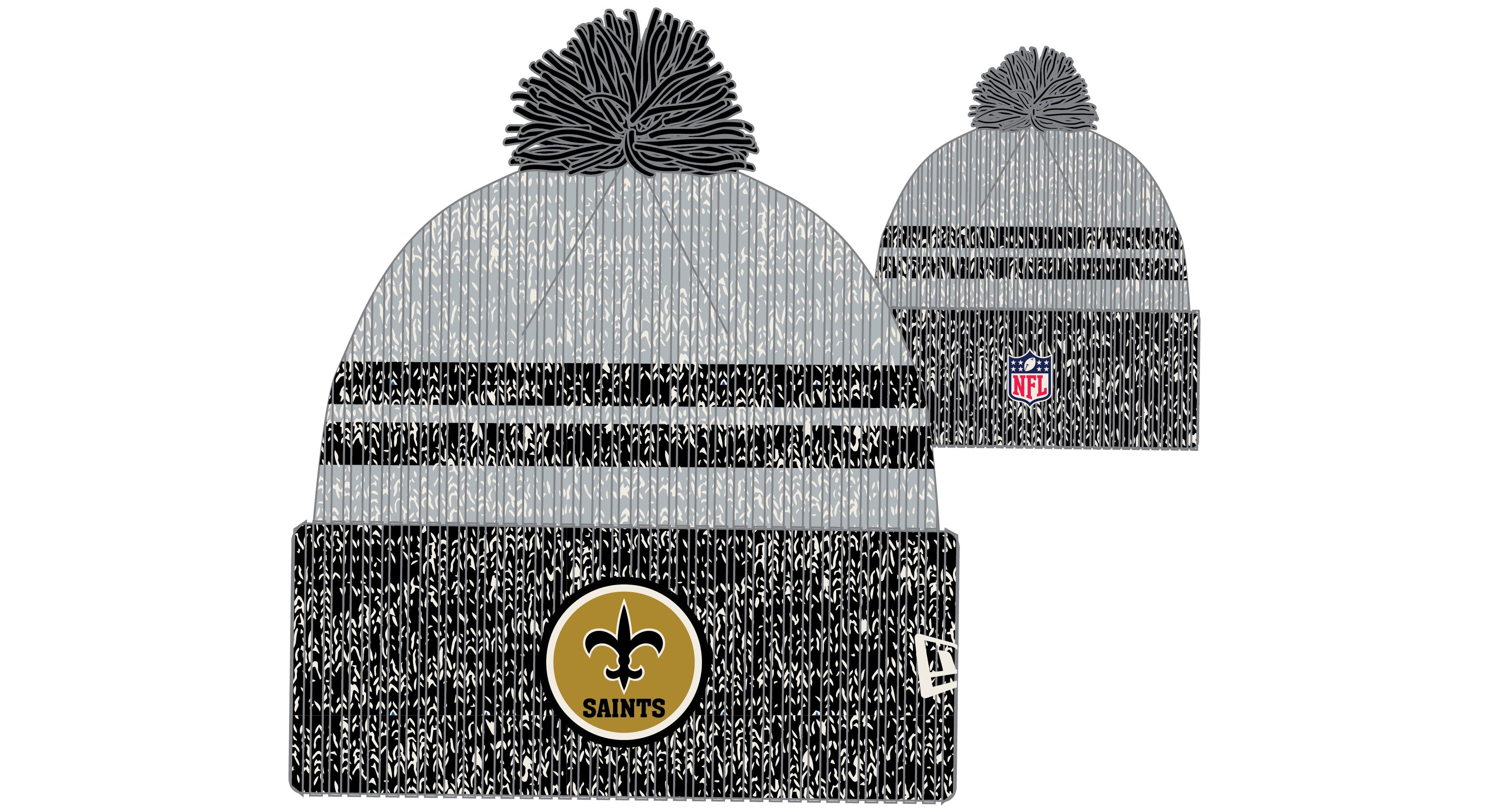 New Era NFL New Orleans Saints Pom Knit Beanie Grey