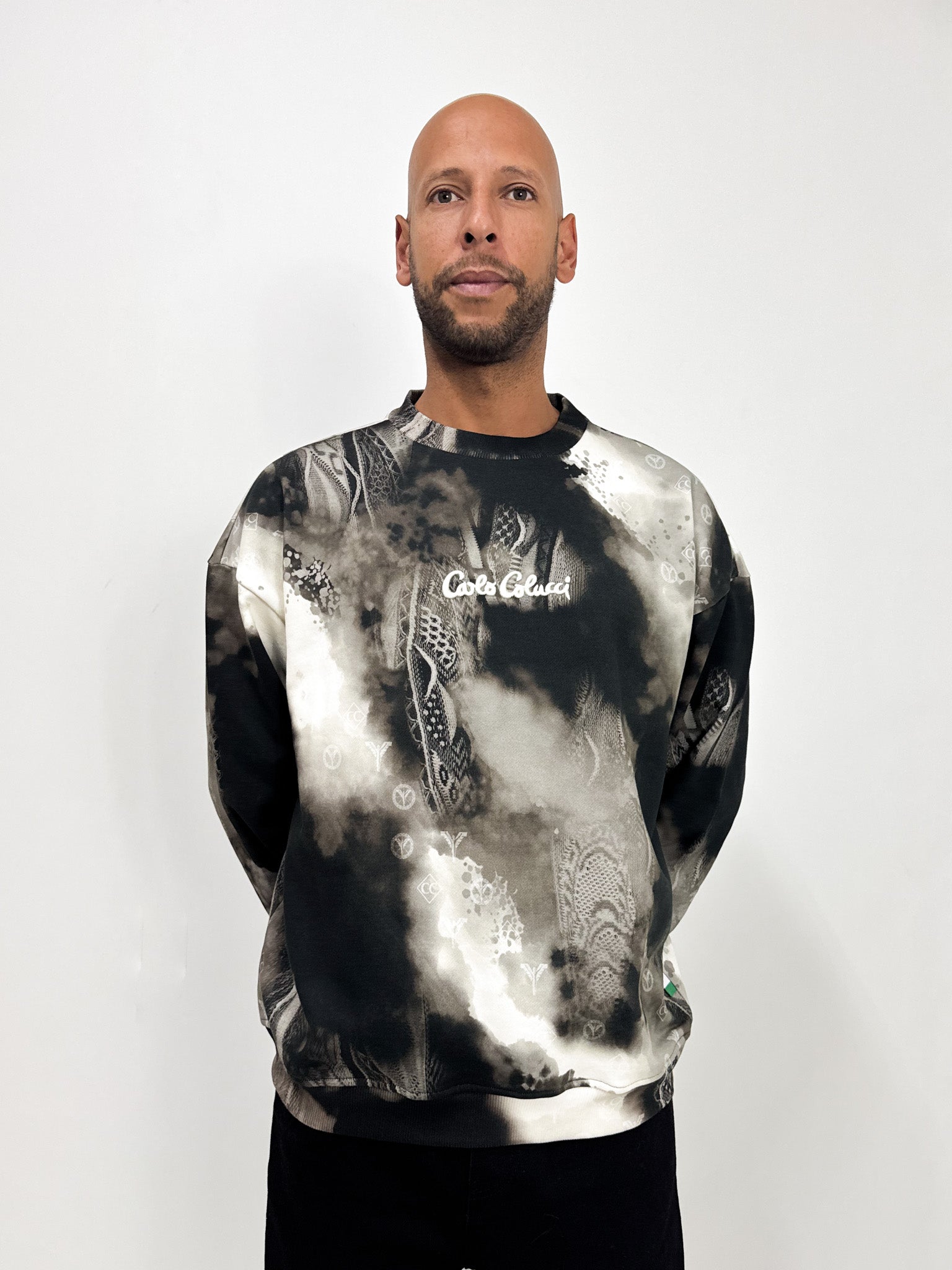 Carlo Colucci Sprayed Knit Oversize Sweatshirt Black