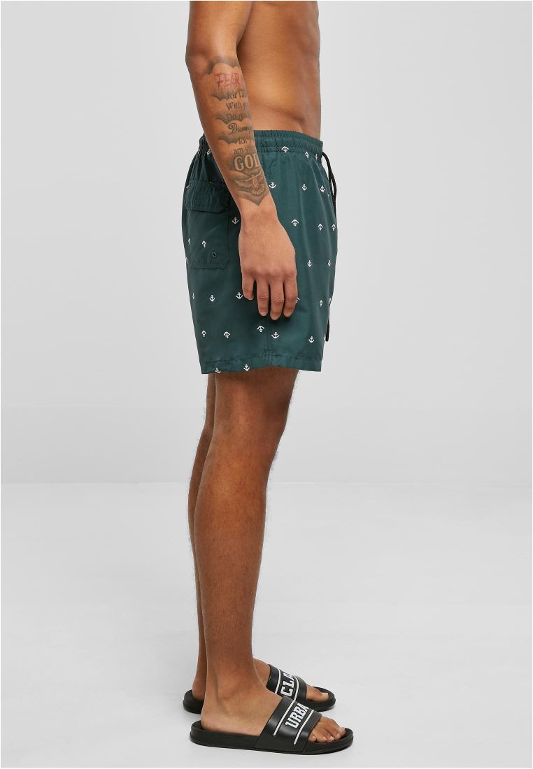 Urban Classics Embroidery Swimshorts Anchor Bottlegreen Urban Classics Embroidery Swimshorts Anchor Bottlegreen