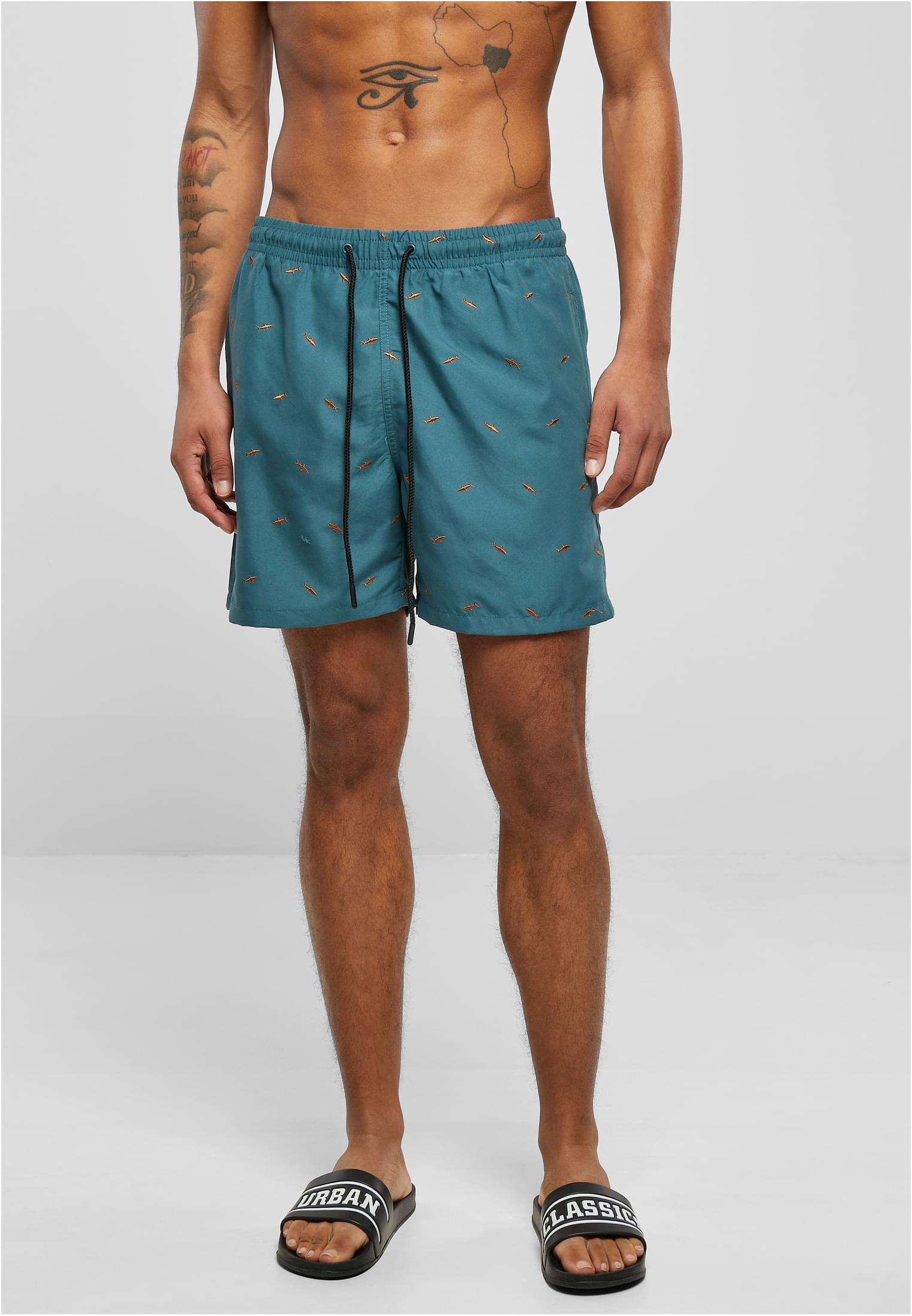 Urban Classics Embroidery Swimshorts Shark Tea Toffee Urban Classics Embroidery Swimshorts Shark Tea Toffee