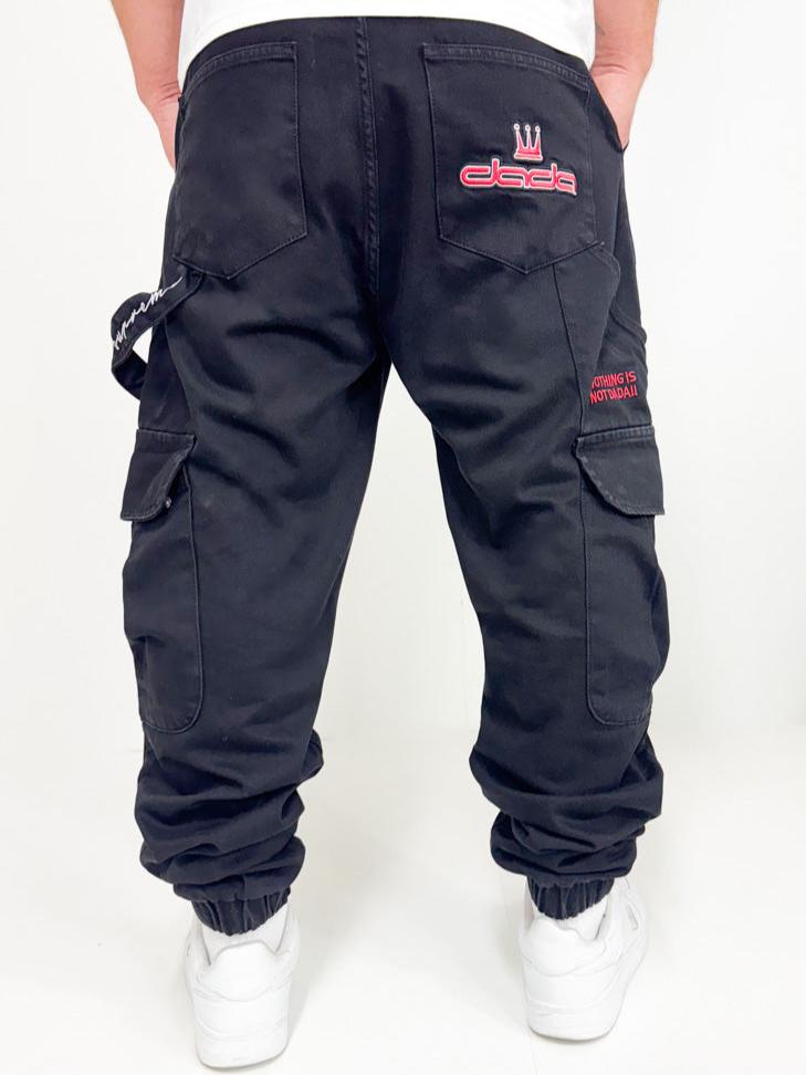 Dada Supreme Cuffed Worker Cargo Baggy Jeans Black Dada Supreme Cuffed Worker Cargo Baggy Jeans Black