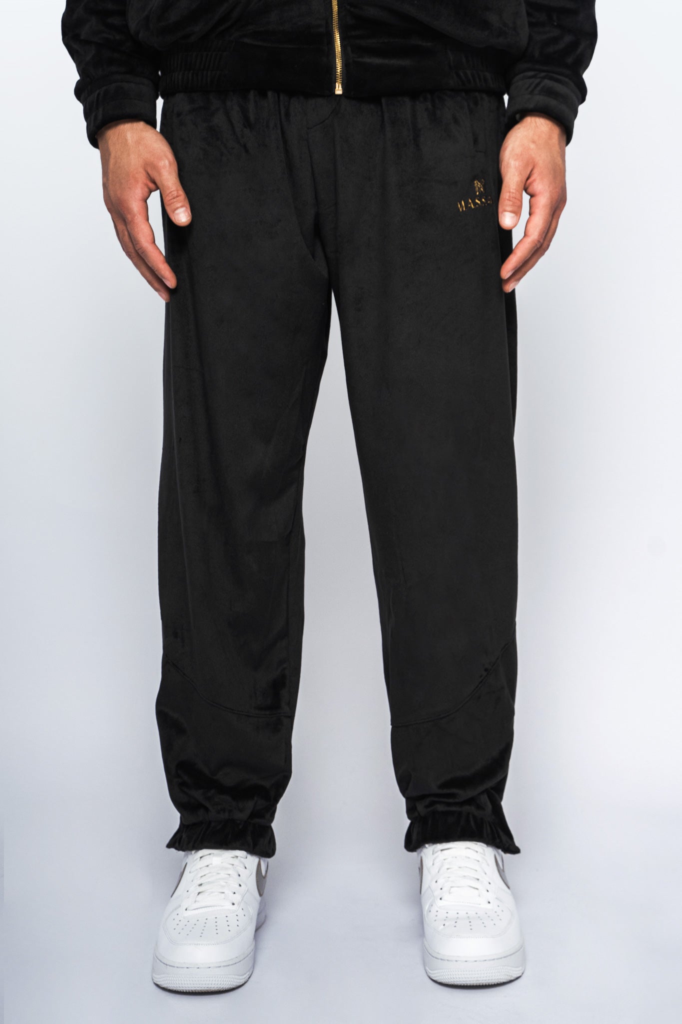 Massari G's Velour Suit Pants Black Gold Massari G's Velour Suit Pants Black Gold