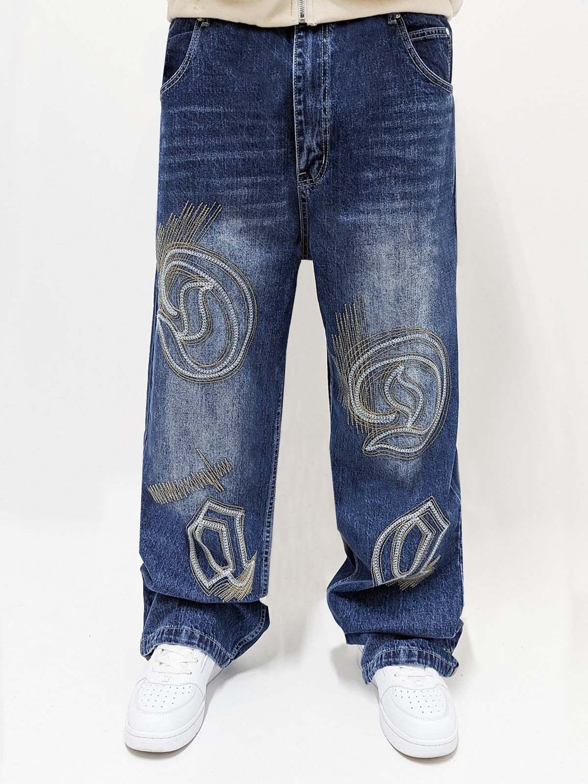 Dada Supreme Goth Letters Baggy Jeans Blue Dada Supreme Goth Letters Baggy Jeans Blue