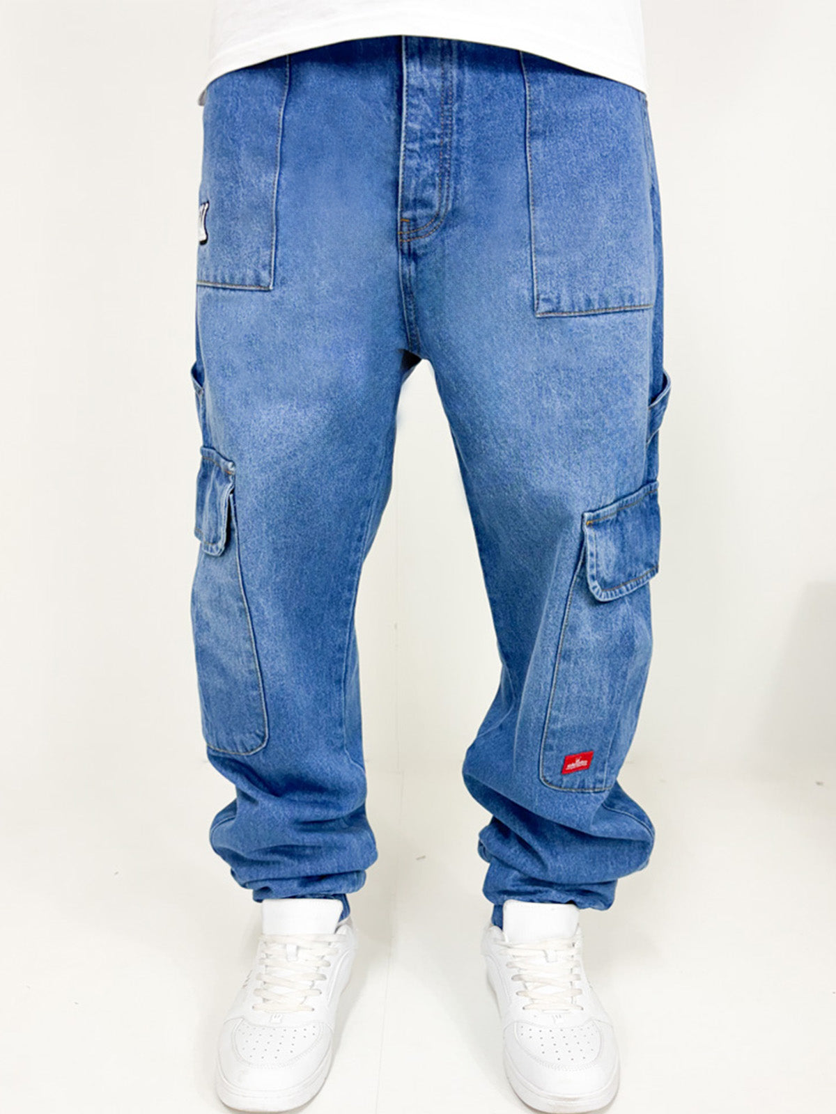 DADA Supreme Cuffed Worker Cargo Baggy Jeans Blue DADA Supreme Cuffed Worker Cargo Baggy Jeans Blue