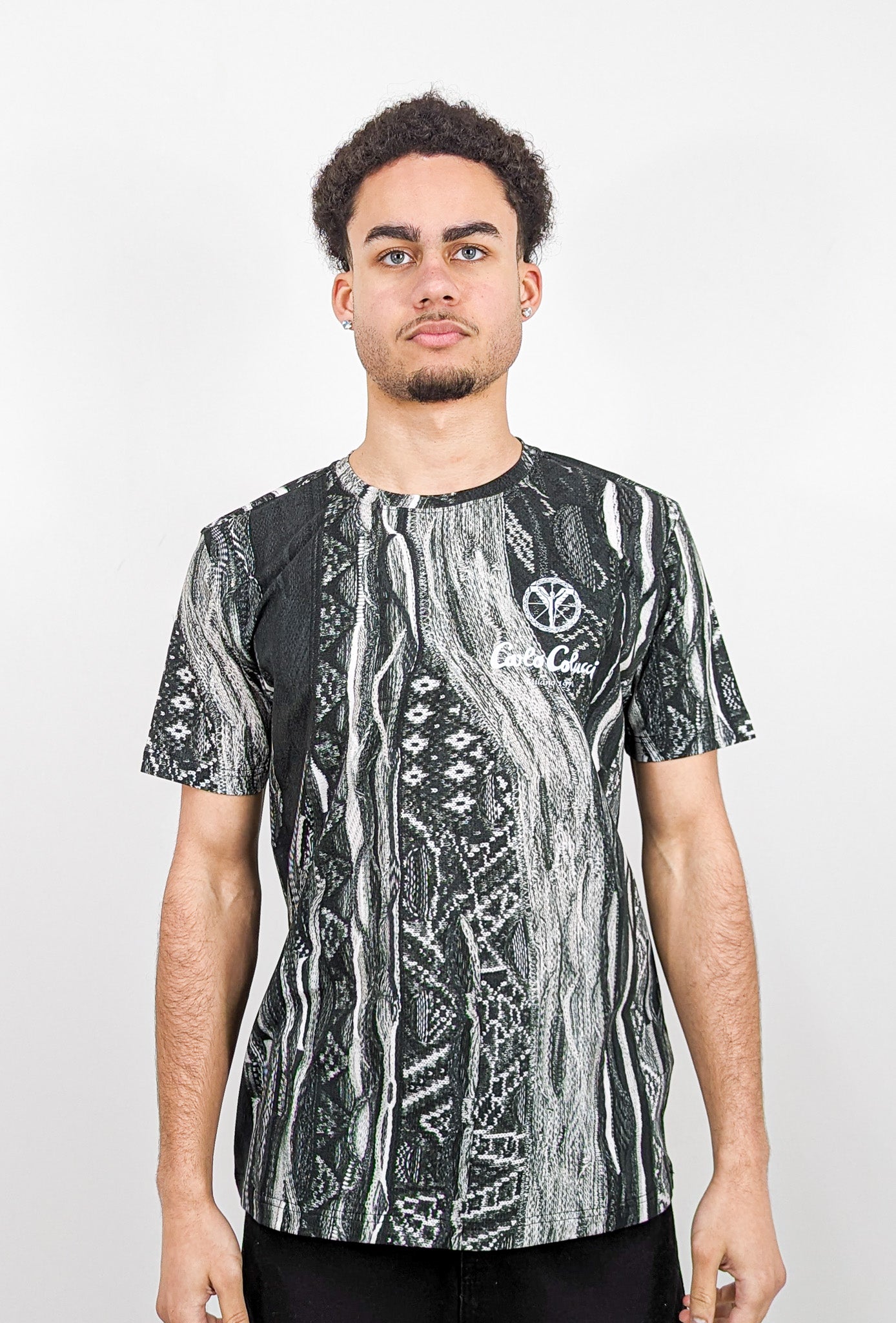 Carlo Colucci Allover Print T-Shirt Antracite