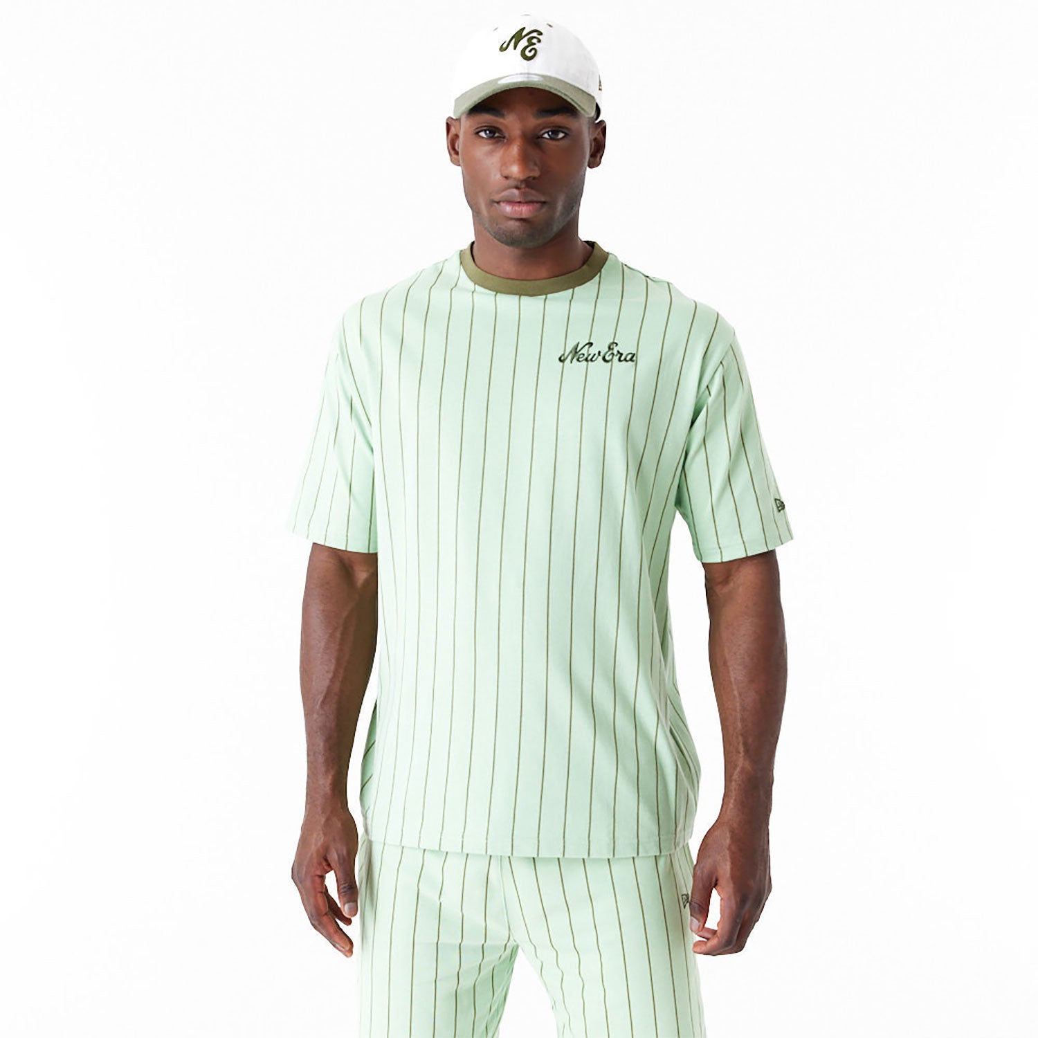 New Era Pinstripe Oversized T-Shirt Green