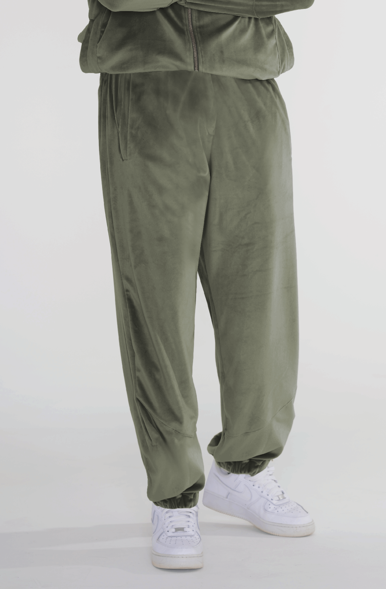Massari G's Velour Suit Pants Olive / Grey
